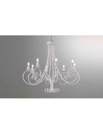 MR DESIGN: Lampadario 8 luci ferro battuto artigianale bianco antico shabby chic camera soggiorno