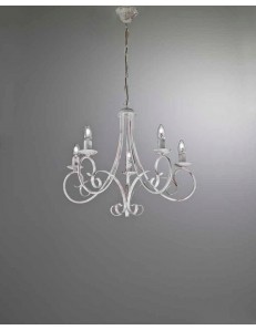 MR DESIGN: Lampadario 5 luci ferro battuto artigianale bianco antico shabby chic camera soggiorno