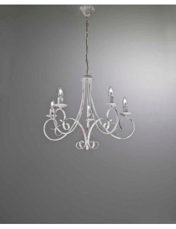 MR DESIGN: Lampadario 5 luci ferro battuto artigianale bianco antico shabby chic camera soggiorno