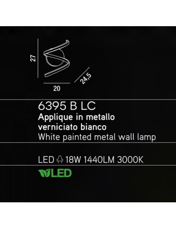 PERENZ: Applique LED moderna metallo bianco luce calda in offerta