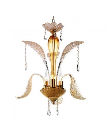 ONDALUCE: Goccia lampada sospensione stile murano con pendenti cristallo 3 luci 56cm in offerta