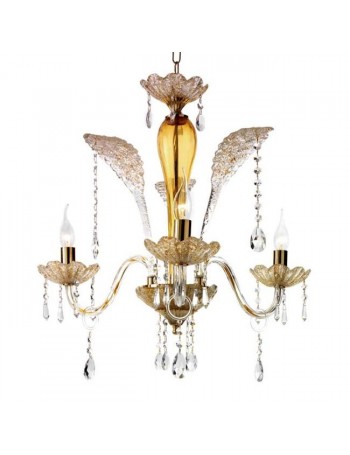 ONDALUCE: Goccia lampada sospensione stile murano con pendenti cristallo 3 luci 66cm in offerta