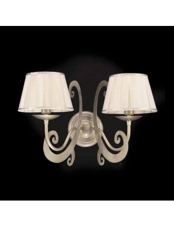 ONDALUCE: Verona applique metallo 2 bracci con paralume tessuto argento invecchiato in offerta