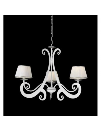 ONDALUCE: Vienna sospensione metallo 3 bracci con paralume tessuto bianco shabby in offerta