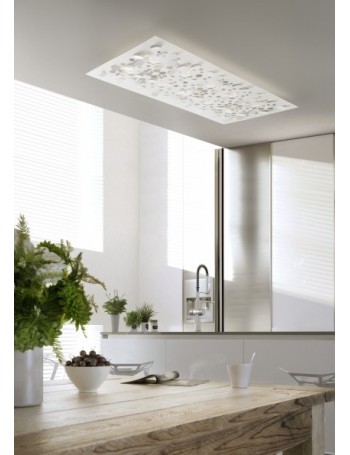 ANTEALUCE: Planet plafoniera LED design rettangolare luce calda metallo inciso bianca 60cm in