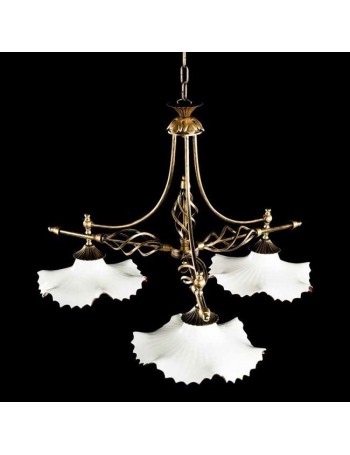 ONDALUCE: Trilanciere 3 luci ferro finitura ruggine metallo piatti ceramica in offerta