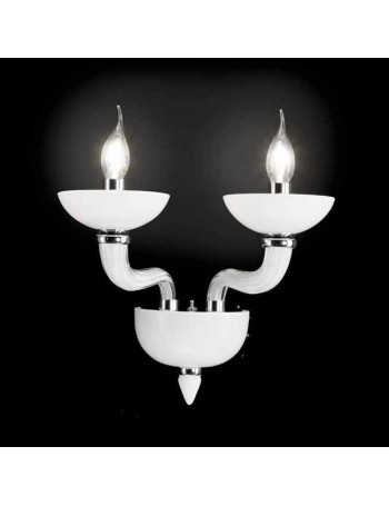 ONDALUCE: Applique lampada parete contemporaneo vetro bianco latte 2 bracci in offerta