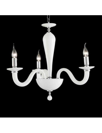 ONDALUCE: Lampadario sospensione contemporaneo bianco latte 3 bracci vetro in offerta