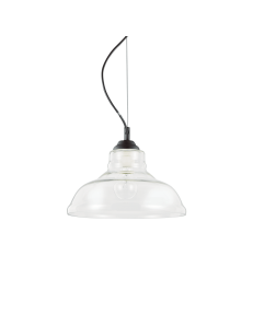IDEAL LUX: Bistro sp1 plate sospensione vetro trasparente altezza regolabile 28cm in offerta