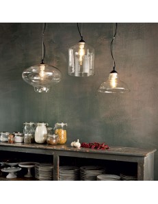 IDEAL LUX: Bistro sp1 square sospensione vetro trasparente altezza regolabile 24cm in offerta 2