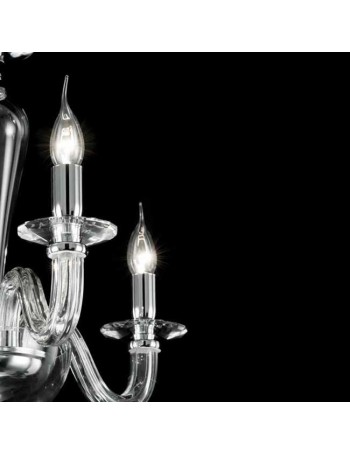 ONDALUCE: Ravel sospensione vetro trasparente 6 bracci con decorazioni cromo in offerta