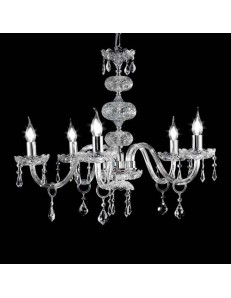 ONDALUCE: Dallas lampadario cristallo decoro cromo 5 bracci con pendenti per camera da letto in
