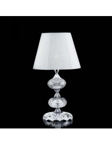 ONDALUCE: Dallas lumetto abat jour cristallo decoro cromo con paralume organza bianco in offerta