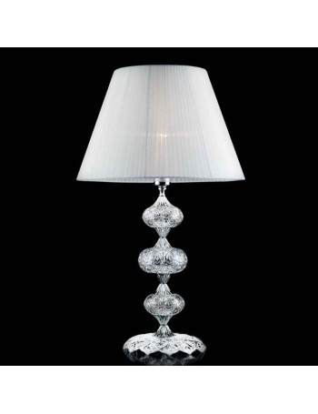 ONDALUCE: Dallas lume grande cristallo decoro cromo con paralume organza bianco in offerta