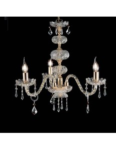 ONDALUCE: Dallas lampadario cristallo decoro oro 3 bracci con pendenti per ingresso in offerta