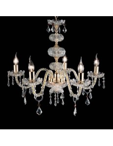 ONDALUCE: Dallas lampadario cristallo decoro oro 5 bracci con pendenti camera da letto in offerta