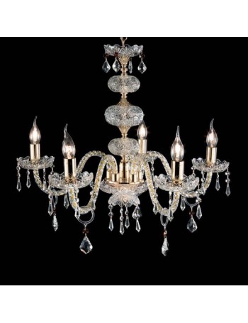 ONDALUCE: Dallas lampadario cristallo decoro oro 5 bracci con pendenti camera da letto in offerta