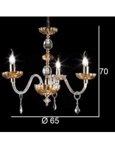 ONDALUCE: Patricia lampadario cristallo decoro ambra oro 3 bracci con pendenti in offerta 2