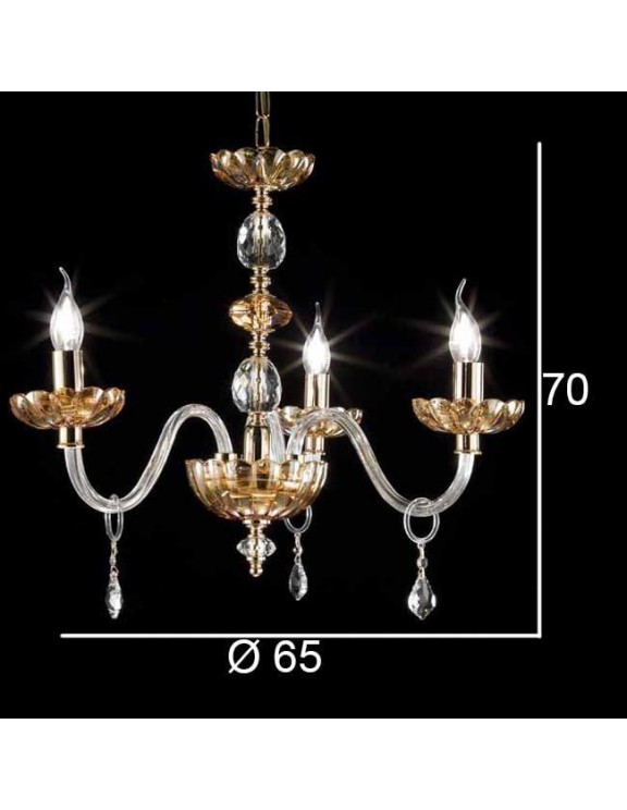ONDALUCE Patricia lampadario cristallo decoro ambra oro 3 ...