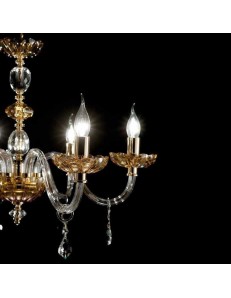 ONDALUCE: Patricia lampadario cristallo decoro ambra oro 9 bracci con pendenti gocce in offerta 2