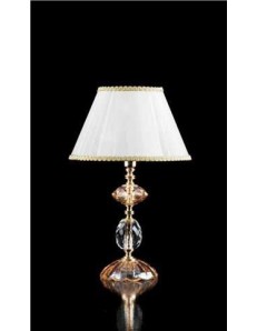 ONDALUCE: Patricia lumetto abat jour cristallo decoro oro ambra con paralume organza bianco in