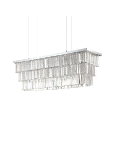 IDEAL LUX: Martinez sp8 sospensione rettangolare con pendenti catena gocce e barre in cristallo in
