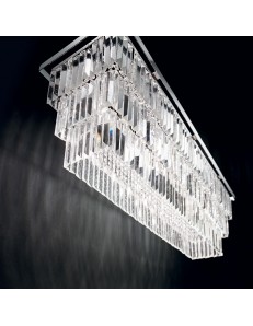 IDEAL LUX: Martinez sp8 sospensione rettangolare con pendenti catena gocce e barre in cristallo in 2