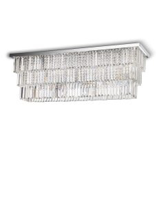 IDEAL LUX: Martinez pl8 plafoniera rettangolare con pendenti cristallo frangia mattonelle in offerta