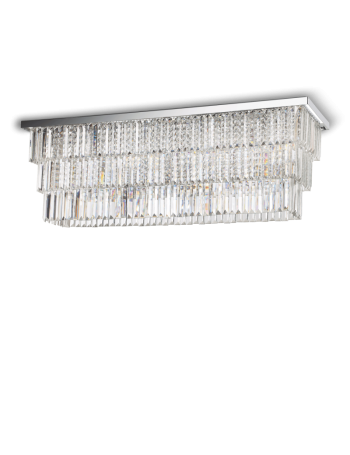 IDEAL LUX: Martinez pl8 plafoniera rettangolare con pendenti cristallo frangia mattonelle in offerta