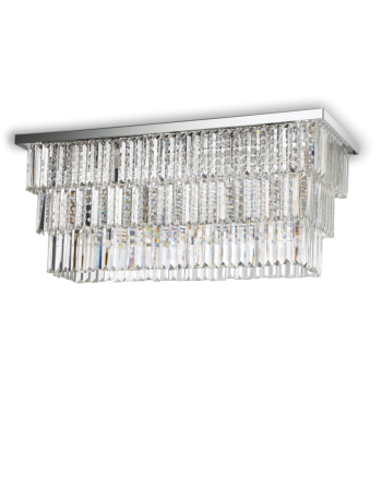 IDEAL LUX: Martinez pl6 plafoniera rettangolare con pendenti cristallo frangia mattonelle in offerta