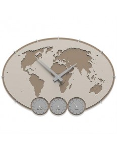 CALLEADESIGN: Greenwich orologio da parete design planisfero fusi orari legno colore lino in offerta