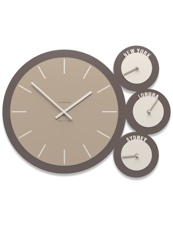 CALLEADESIGN: London orologio da parete moderno fusi orari legno caffelatte in offerta