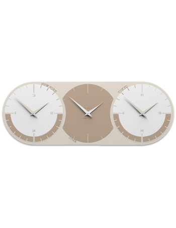 CALLEADESIGN: world clock 3 Orologio da parete moderno 3 fusi orari caffelatte bianco in offerta