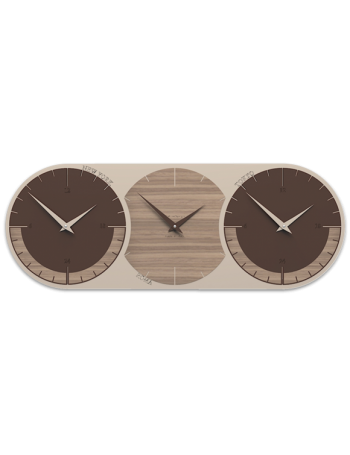CALLEADESIGN: world clock 3 Orologio da parete moderno fusi orari 3 noce canaletto marrone in