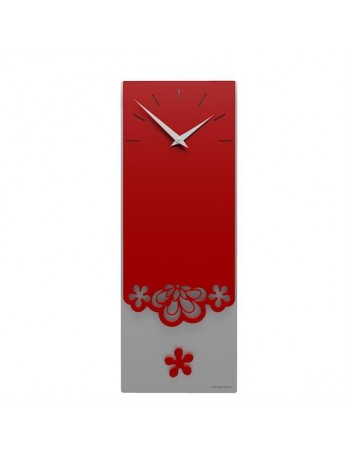 CALLEADESIGN: Merletto orologio da parete rettangolare moderno floreale colore rosso rubino grigio