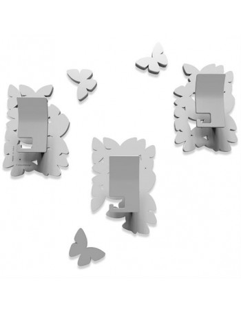 CALLEADESIGN: Isola delle farfalle appendiabiti componibile legno 3 ganci color bianco grigio in