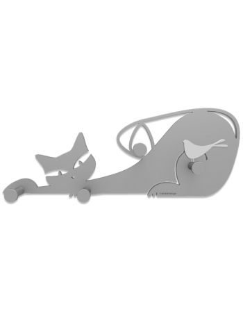 CALLEADESIGN: Appendiabiti da parete con gatto e uccellino color legno alluminio in offerta