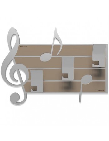 CALLEADESIGN: Puccini appendiabiti musica design note musicali legno colore alluminio tortora in