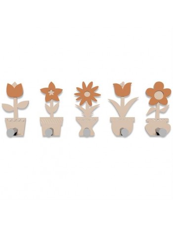 CALLEADESIGN: Appendiabiti con Ganci da parete design Fiorello miste legno colore sabbia rosata in
