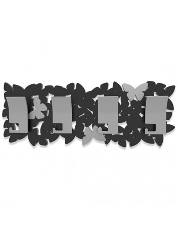CALLEADESIGN: Nuvola di farfalle appendiabiti rettangolare rettangolare 4 pomelli nero grigio in