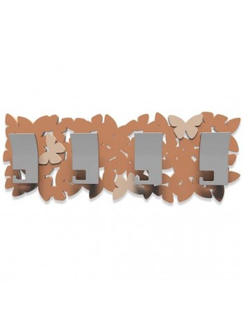 CALLEADESIGN: Nuvola di farfalle appendiabiti rettangolare rettangolare 4 pomelli abbronzato in