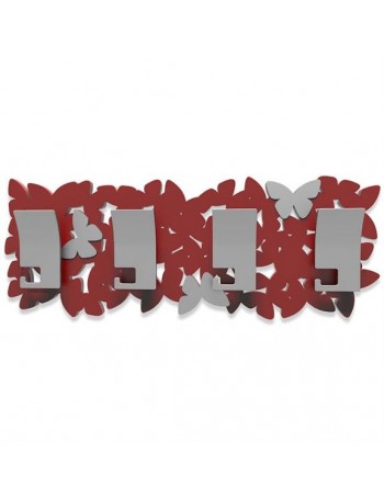 CALLEADESIGN: Nuvola di farfalle appendiabiti rettangolare rettangolare 4 pomelli rubino grigio in