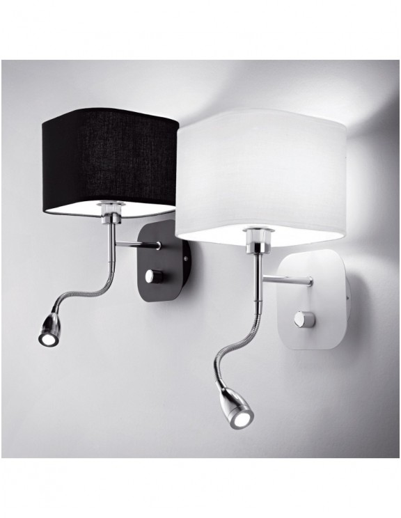 Holiday applique LED con paralume bianco e luce lettura per camera da letto Holiday applique LED con paralume bianco e luce lettura per camera da letto