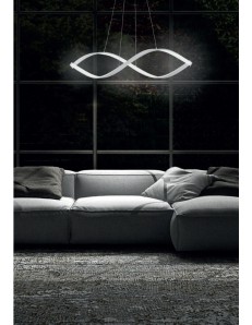 ONDALUCE: Nodo sospensione design moderna LED 43w bianco opaco 100cm in offerta