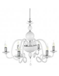 ONDALUCE: Lampadario 6 luci in vetro stilizzato soffiato bianco in offerta