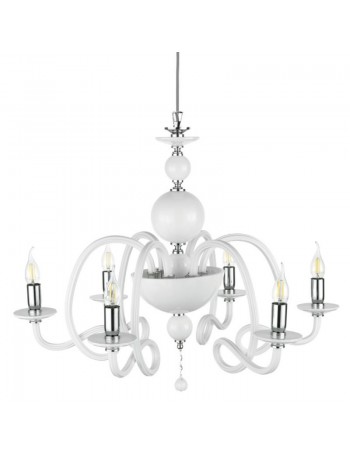 ONDALUCE: Lampadario 6 luci in vetro stilizzato soffiato bianco in offerta