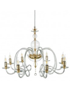 ONDALUCE: Lampadario 8 luci in vetro stilizzato soffiato trasparente oro in offerta
