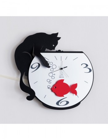 ARTI e MESTIERI: Tommy e fish orologio da parete nero rosso in offerta