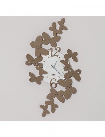 ARTI e MESTIERI: Papillon orologio da parete design farfalle metallo beige in offerta