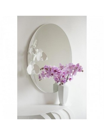 ARTI e MESTIERI: Specchio da parete ovale design orchidee metallo bianco in offerta